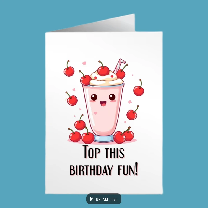 Free Printable Kawaii Milkshake Juggling Birthday Card: Fun Downloadable Gift