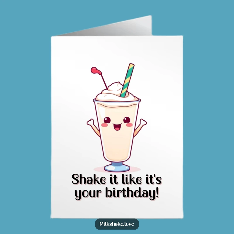Funky Free Printable Birthday Card: Posing Kawaii Milkshake Cool Dude Downloadable Gift