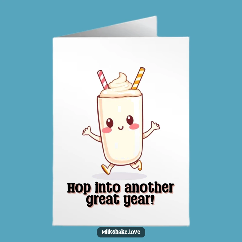 Free Printable Birthday Card: Hopping Milkshake Joy Downloadable Gift