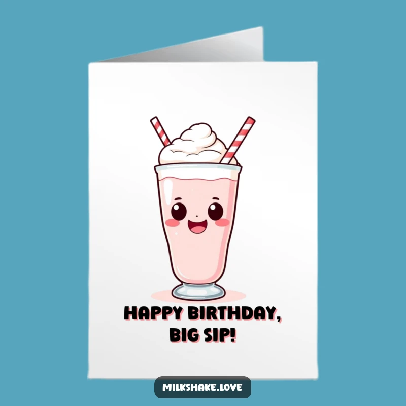 Joyful Free Printable Birthday Card: Sipping Kawaii Milkshake Bliss Downloadable Gift