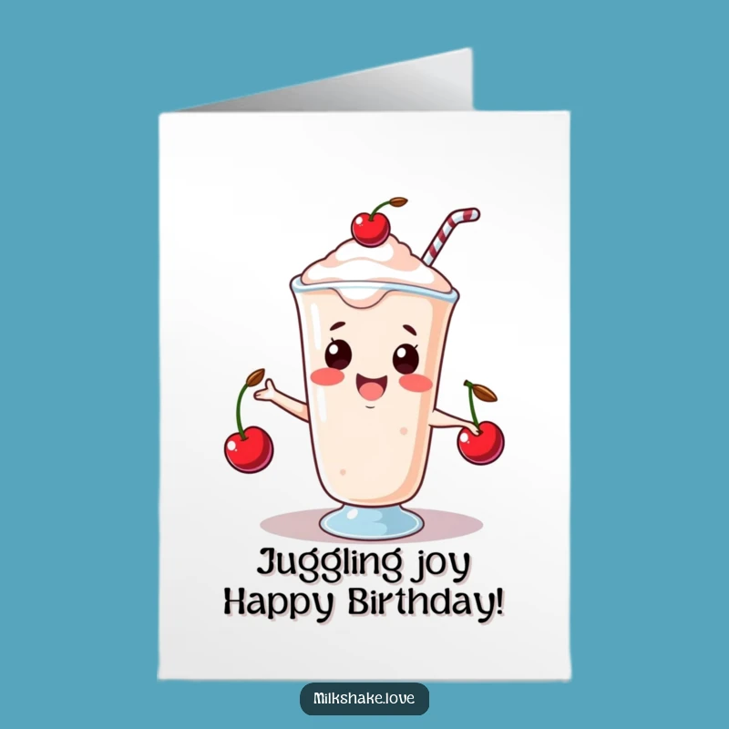 Free Printable Funny Birthday Card: Juggling Milkshake DIY Gift for Smiles
