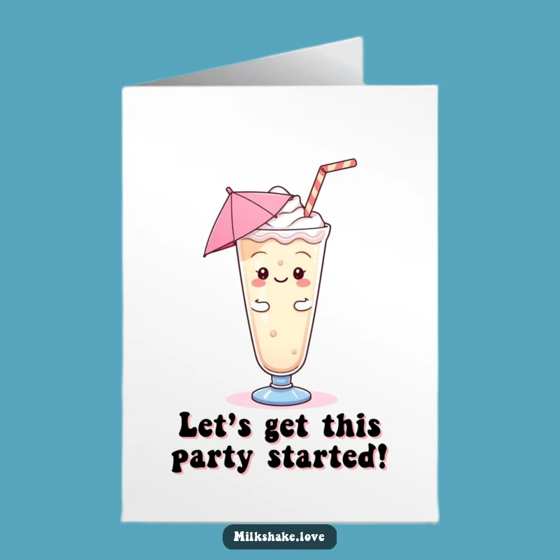Silly Free Printable Birthday Card: Jigging Kawaii Milkshake Dance Party Downloadable Gift