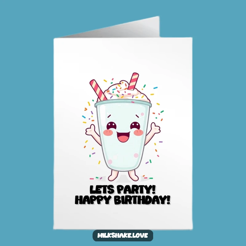 Free Printable Birthday Card: Cheerful Milkshake, Fun Sprinkle Gift, Downloadable Celebration