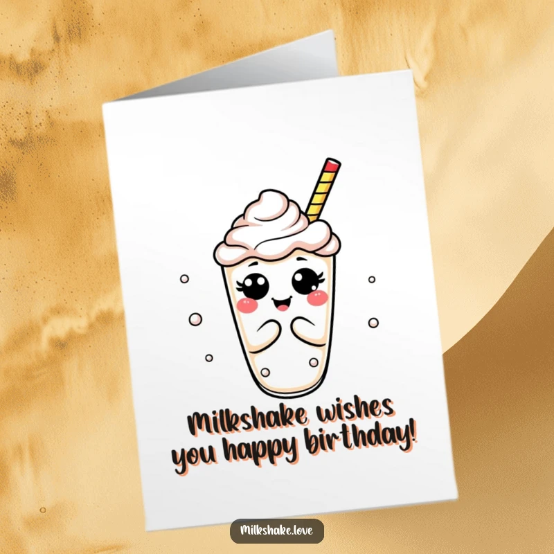Funny Free Printable Birthday Card: Milkshake with a comically deep, exaggerated bow, ready to party.