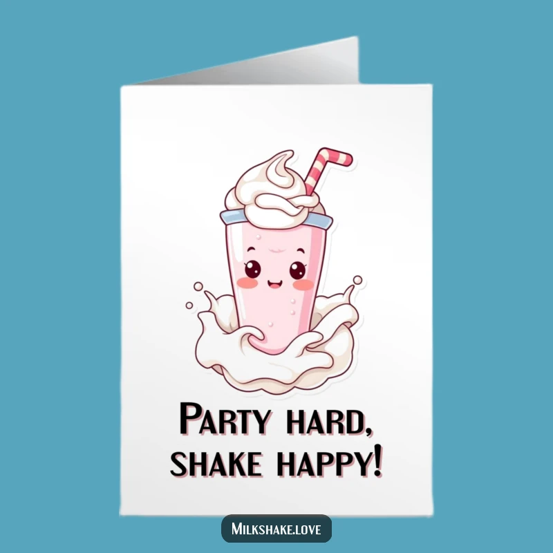 Free Printable Birthday Card: Kawaii Milkshake Splashes Fun for Birthday Bliss!