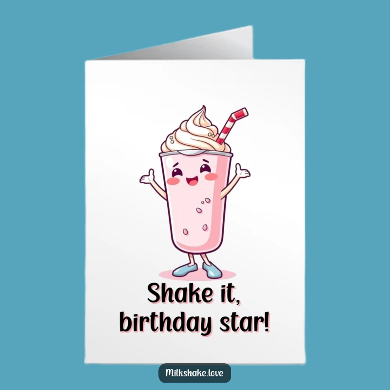 Free Printable Dancing Kawaii Milkshake Birthday Card - Funny Downloadable Gift