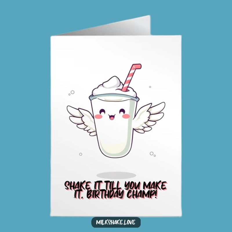 Free Printable Birthday Card: Funny Flying Milkshake Design - Hilarious Downloadable Gift!