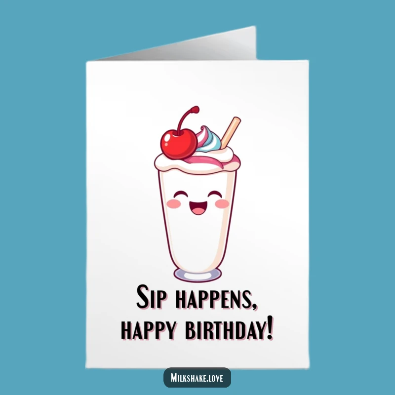 Free Printable Laughing Milkshake Birthday Card - Funny Kawaii Downloadable Treat Gift
