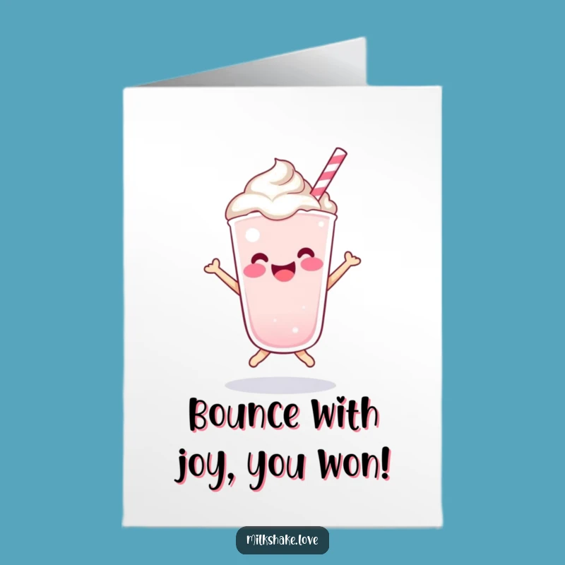 Free Printable Congrats Card: Joyful Bouncing Kawaii Milkshake, Downloadable