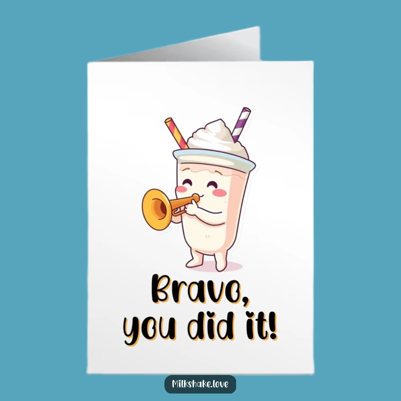 Free Printable Trumpet Milkshake Congrats Card - Funny Downloadable Celebration