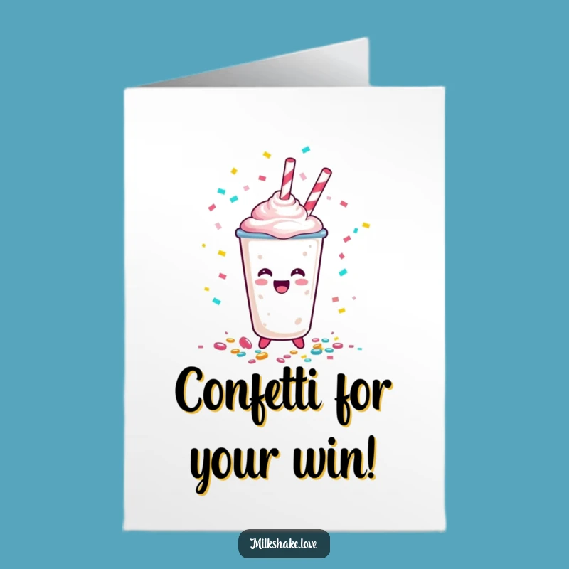 Free Printable Congrats Card: Confetti Milkshake Cup! Funny Downloadable Gift!
