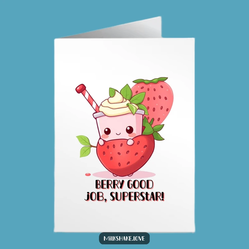 Free Printable Congrats Card: Kawaii Milkshake Hiding, A Sweet Victory Surprise!