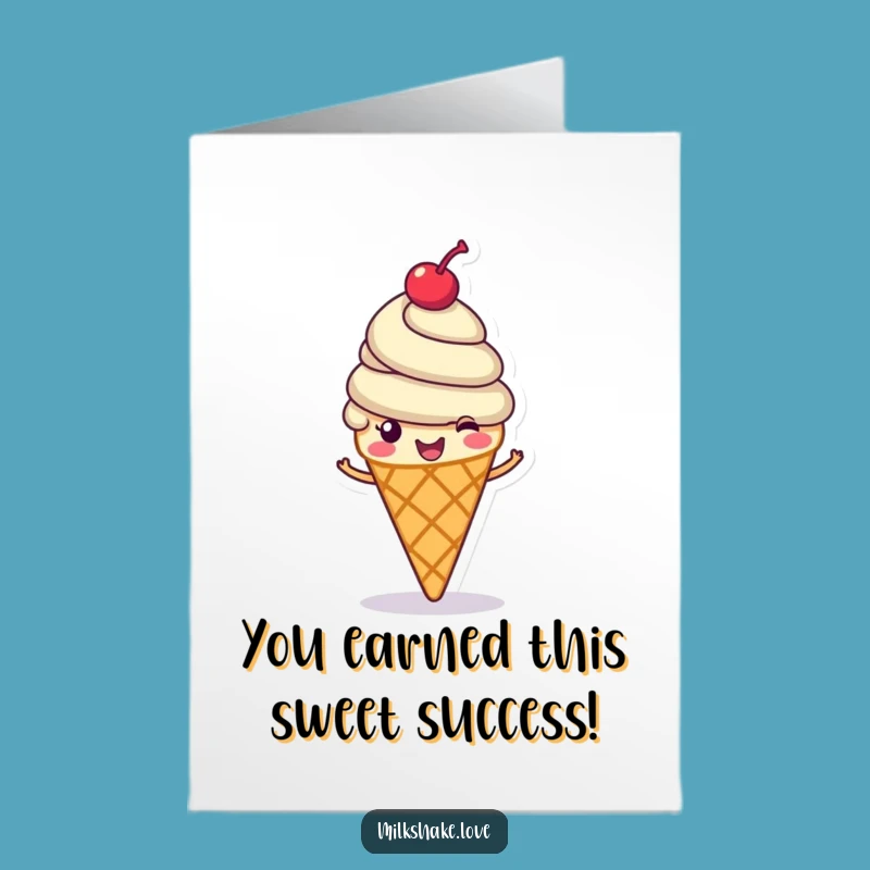 Free Printable Ice Cream Congrats Card: Cheerful Cone for a Sweet Celebration