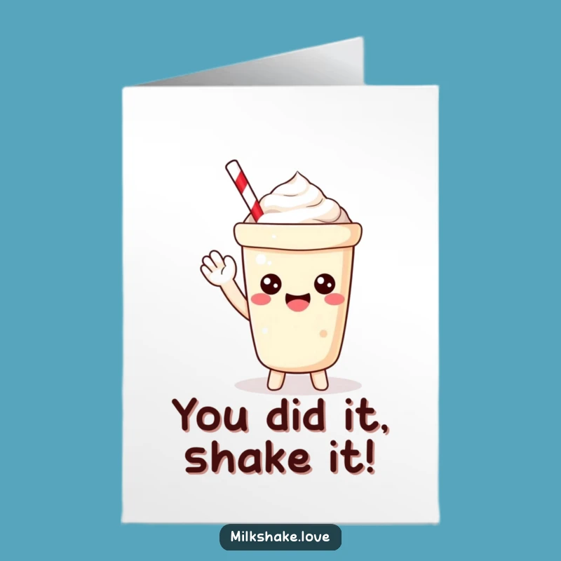 Free Printable Kawaii Milkshake Congrats Card: Unique Downloadable Gift