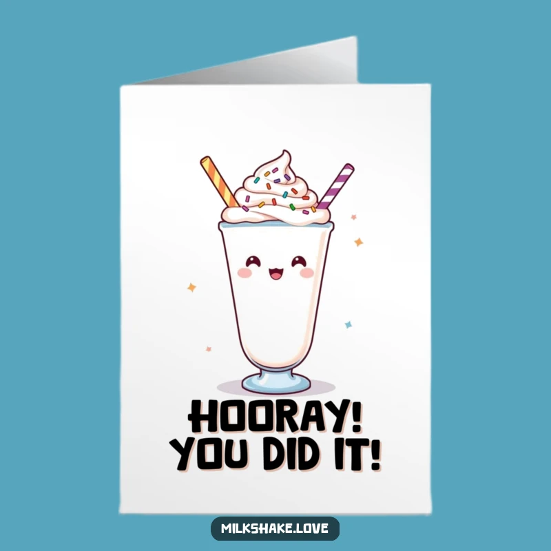 Free Printable Congrats Card: Cheerful Milkshake Cheers Your Success!