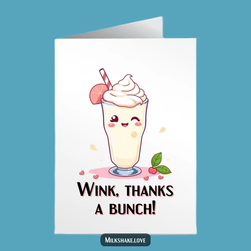Free Printable Kawaii Milkshake Wink Thanks Card: Charming Downloadable Gift