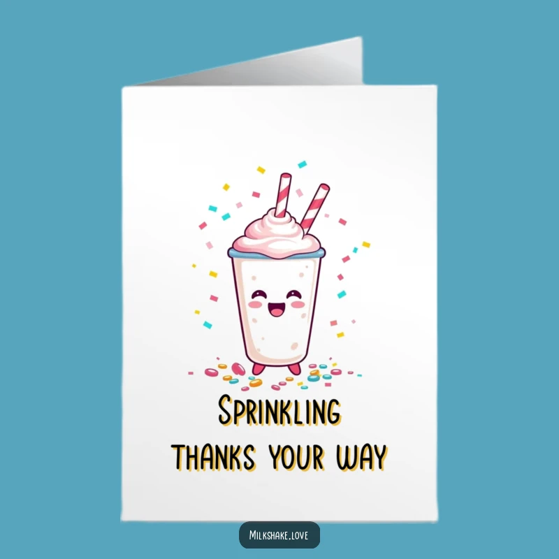 Free Printable Thank You Card: Confetti Milkshake Cup! Funny Downloadable Gift!