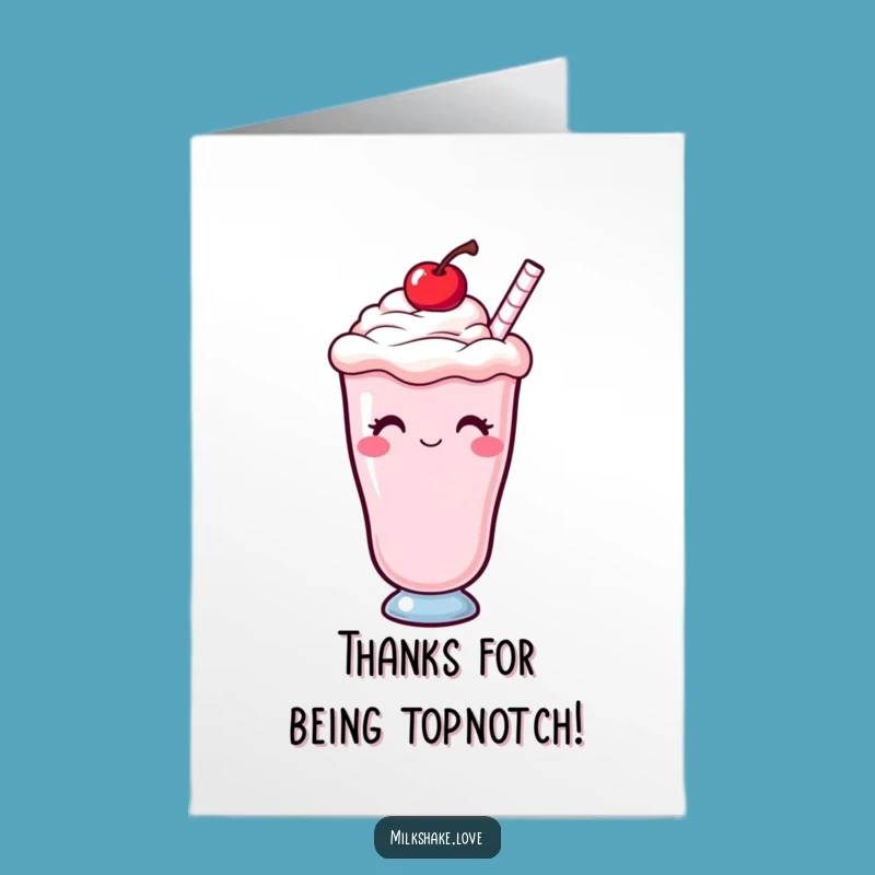 Free Printable Thank You Card: Funny Kawaii Milkshake Winking, Sweet Gratitude