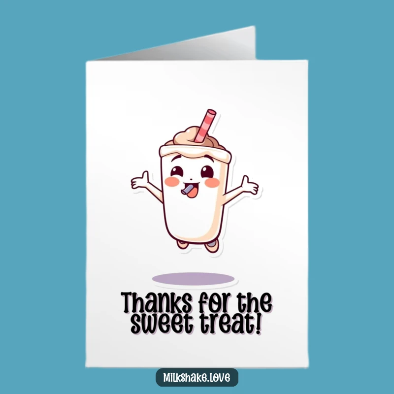 Free Printable Thank You Card: Jumping Milkshake Thanks Funny Downloadable Gift