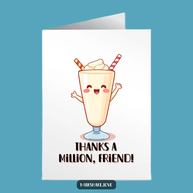 Free Printable Thank You Card: Kawaii Milkshake Expresses Gratitude Dancing!