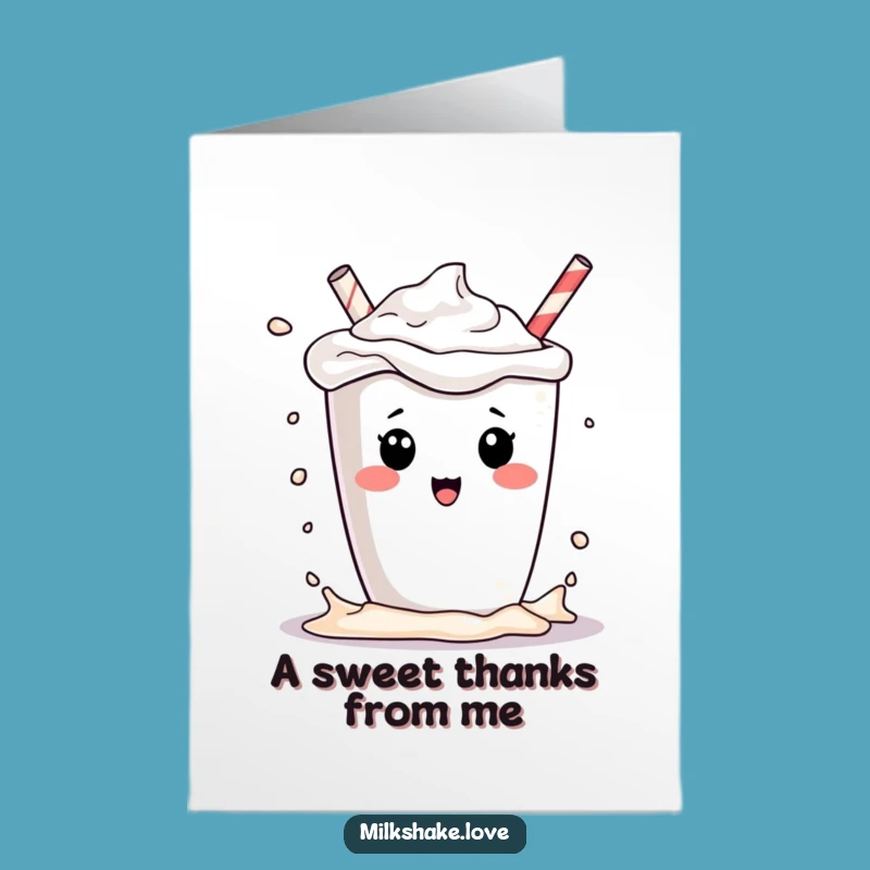 Free Printable Thank You Card: Kawaii Milkshake Splash - Funny Downloadable Gift