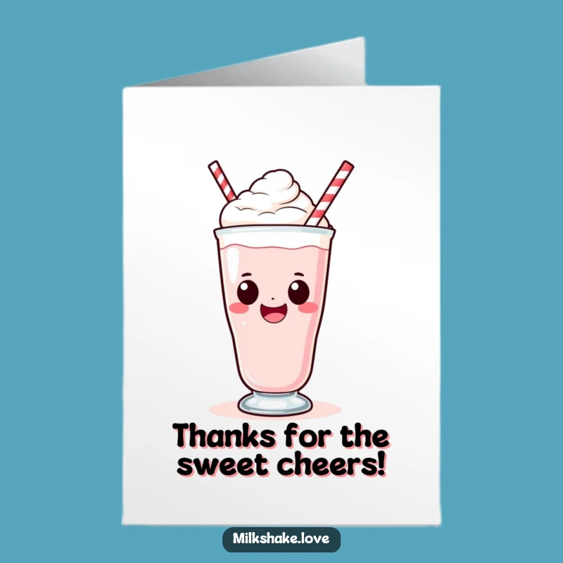 Sweet Free Printable Thank You Card: Sipping Kawaii Milkshake Gratitude Downloadable Gift