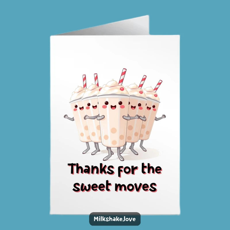 Free Printable Thank You Card: Groovy Milkshake Dance - Funny Downloadable Appreciation Gift!