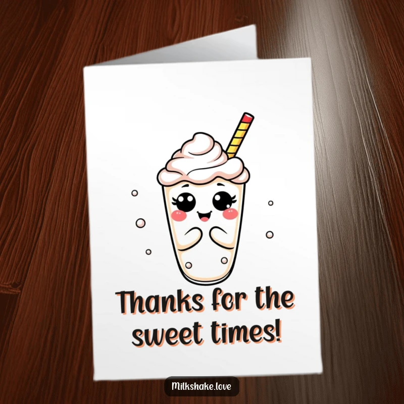 Funny Free Printable Thank You Card: A polite milkshake executing a dramatic and funny bow of gratitude.