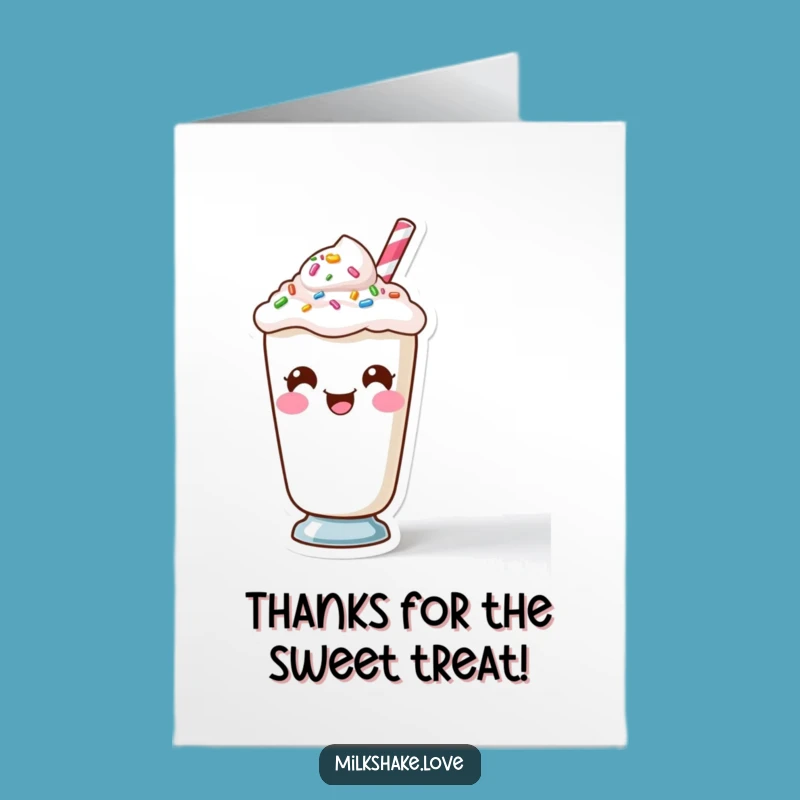 Free Printable Thank You Card: Funny Face Kawaii Milkshake, Quirky Gratitude!
