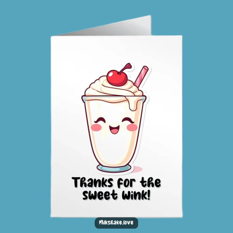 Free Printable Winking Milkshake Thank You Card - Playful Gratitude