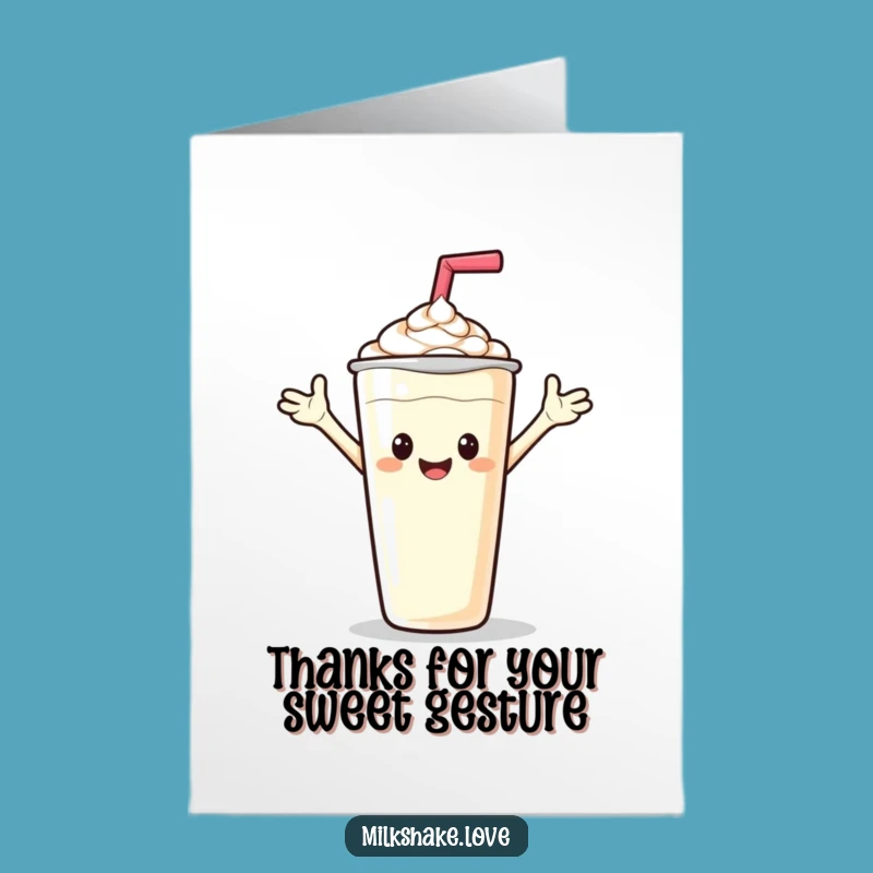 Free Printable Waving Milkshake Thank You Card: Warm Hello Humor Downloadable Gift