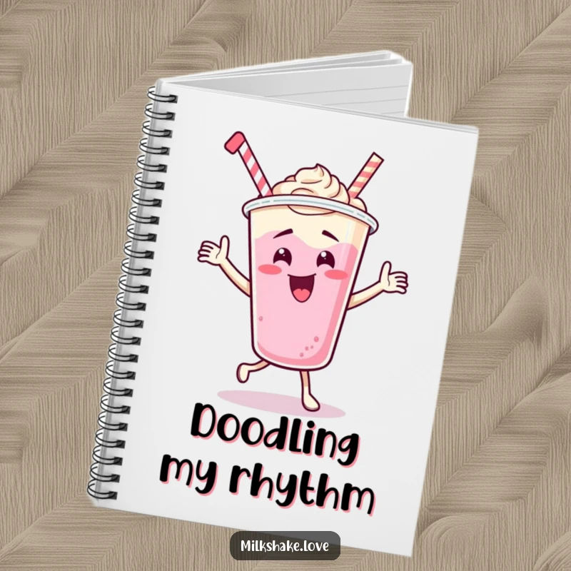Funny Dancing Milkshake Cup Notebook, a cartoon character in a silly dance, perfect for jotting down ideas with energy and a playful spirit.