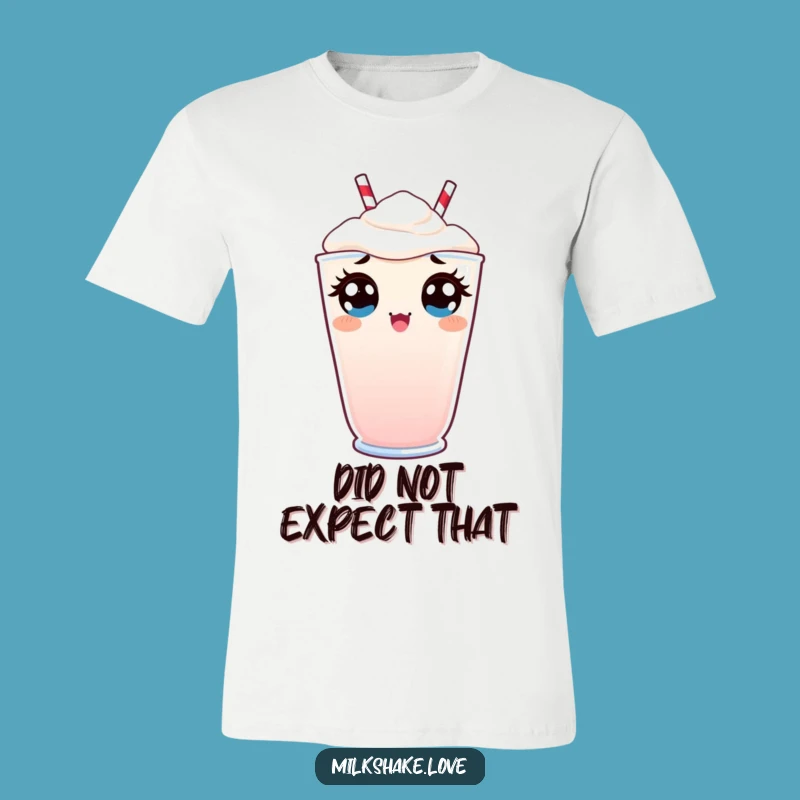 Funny Kawaii Milkshake T-Shirt: Surprised Peek Graphic, Great Reaction Gift