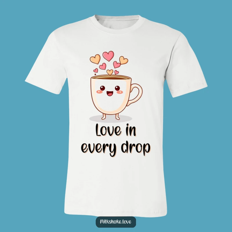 Funny Coffee Cup Hearts T-Shirt, Wear Your Love Hilariously