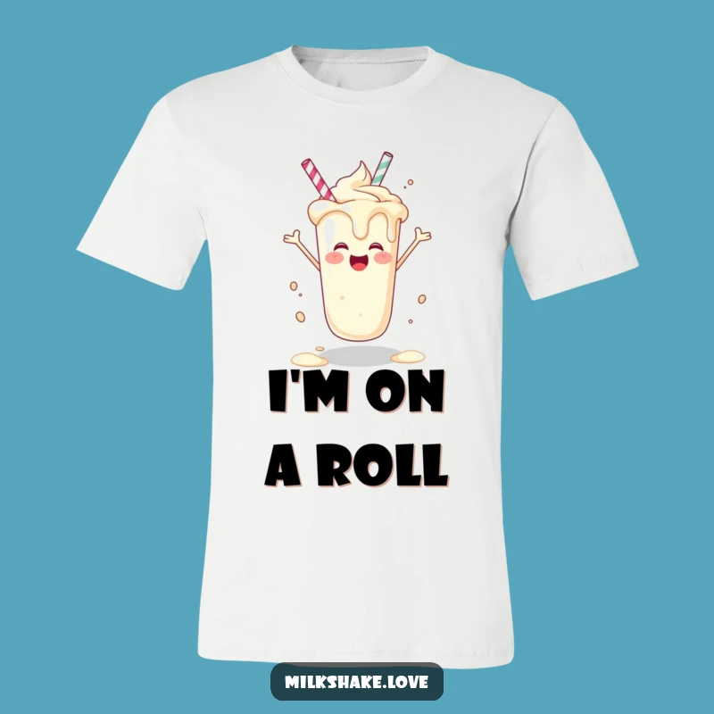 Funny Happy Milkshake T-Shirt - Joyful Dessert Spin Tee
