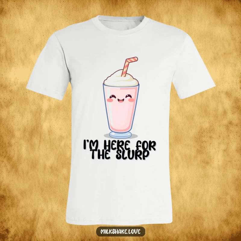 Funny T-Shirt featuring a smiling milkshake straw joyfully wiggling, embodying pure, unadulterated delight and fun.
