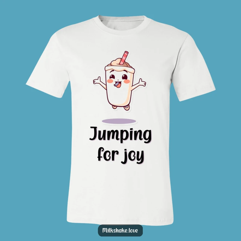 Funny Jumping Milkshake T-Shirt: Character with Straw - Playful & Funny Gift!