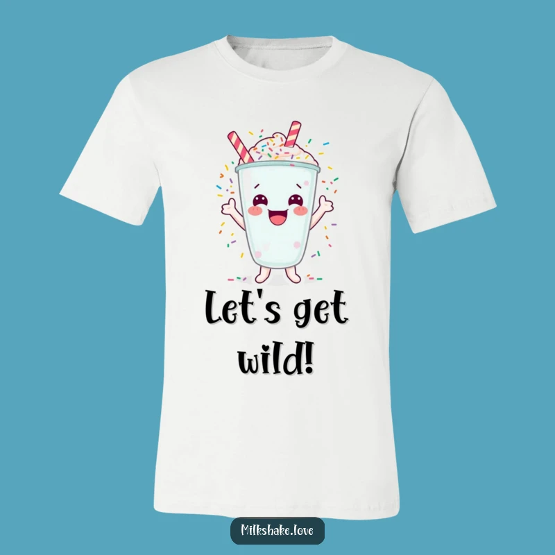 Funny Cheerful Milkshake T-Shirt - Exploding Sprinkles Character, Ideal Funny Gift