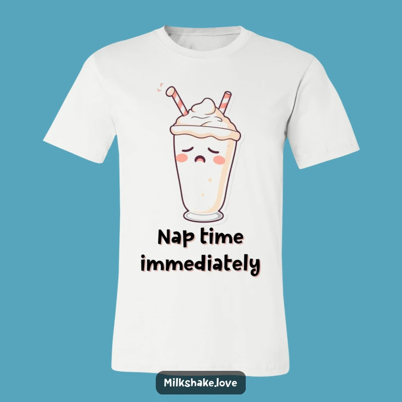 Funny Sleepy Milkshake T-Shirt - Yawning Character, Ideal Funny Gift for Lounging