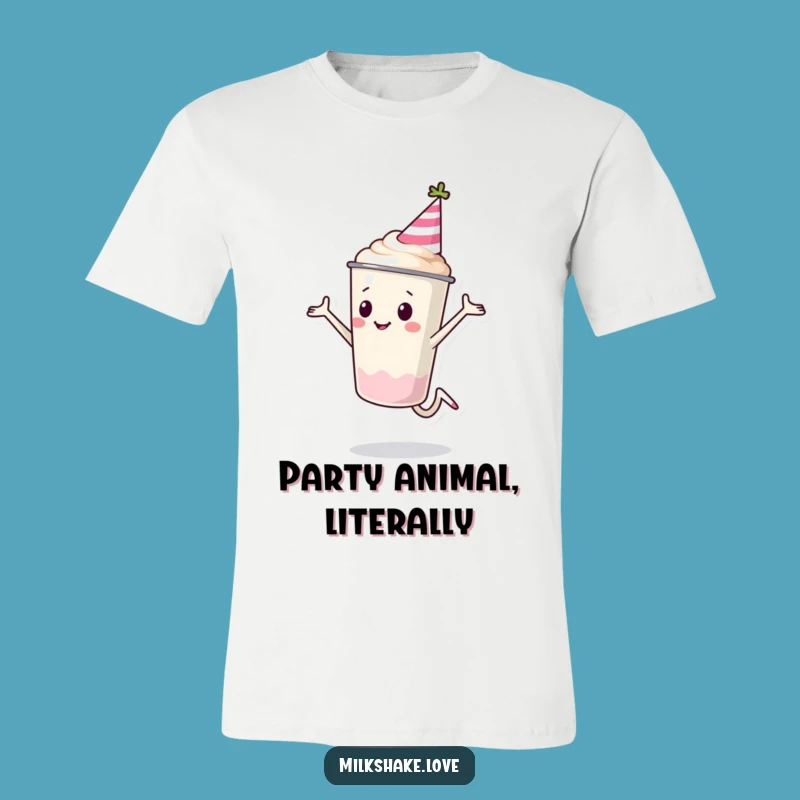 Funny Milkshake Cup Party T-Shirt: Celebrate with Sweet Cartwheels!