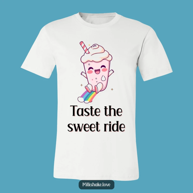 Funny Milkshake Rainbow Slide T-Shirt: Wear Your Joyful Deliciousness Today!