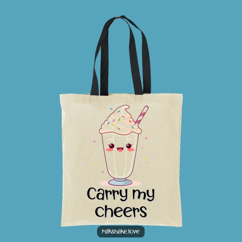 Funny Kawaii Milkshake Tote Bag: Cheering Sprinkles Shopping Bag, Sweet Gift Idea