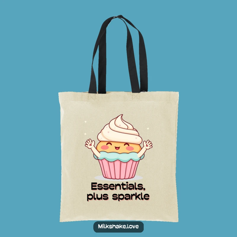 Funny Cupcake Tote Bag: Carry Sparkles with Blushing Enthusiasm