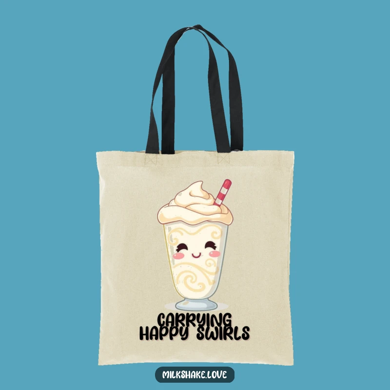 Funny Giggling Milkshake Tote Bag: Bubbly Character, Swirling Patterns, Handy Gift