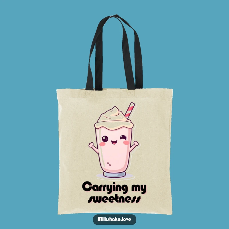 Funny Kawaii Milkshake Tote Bag - Smiling Character, Ideal Hilarious Gift