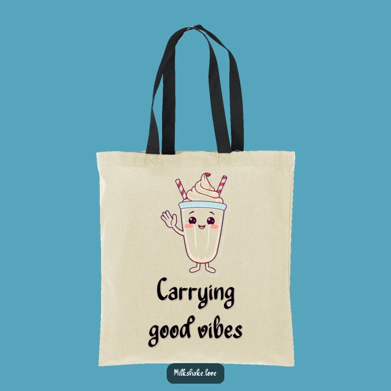 Funny Waving Milkshake Tote Bag - Carry Your Greetings, Great Funny Gift