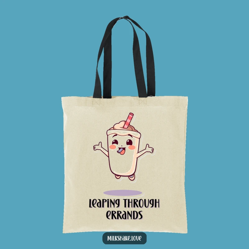 Funny Jumping Milkshake Tote Bag: Character with Straw - Stylish & Fun Gift!