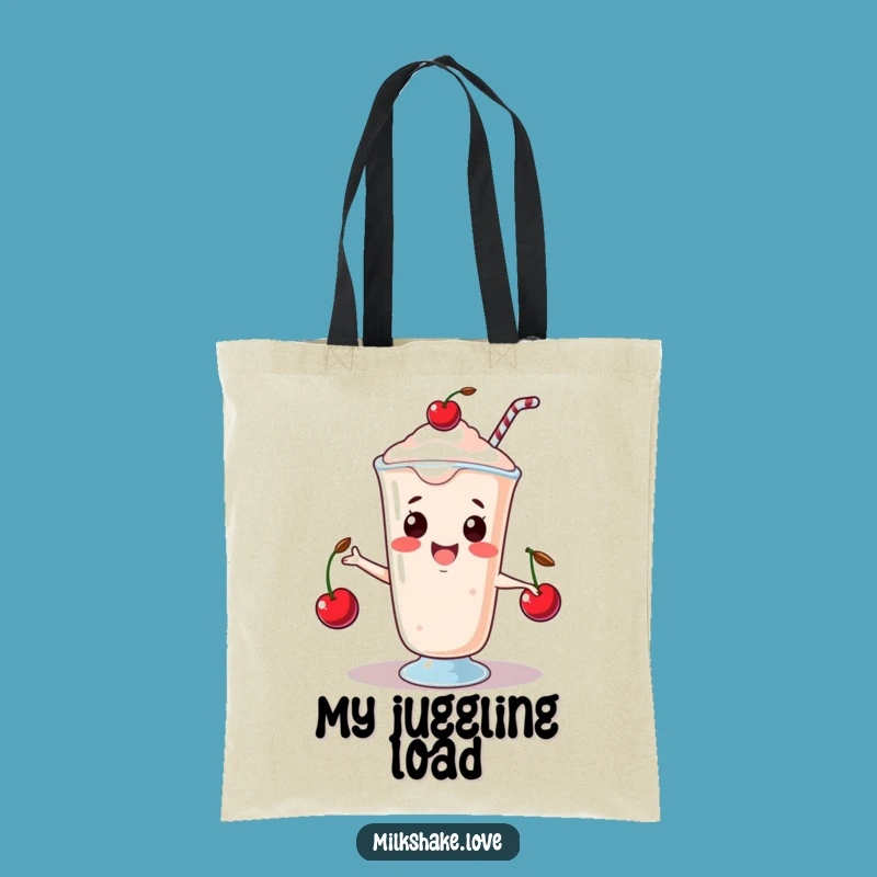 Funny Juggling Milkshake Tote Bag: Cherry Act - Carry Your Fun - Awesome Funny Gift!